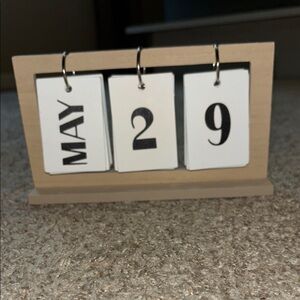 Wooden Perpetual Calendar - Beige and White
